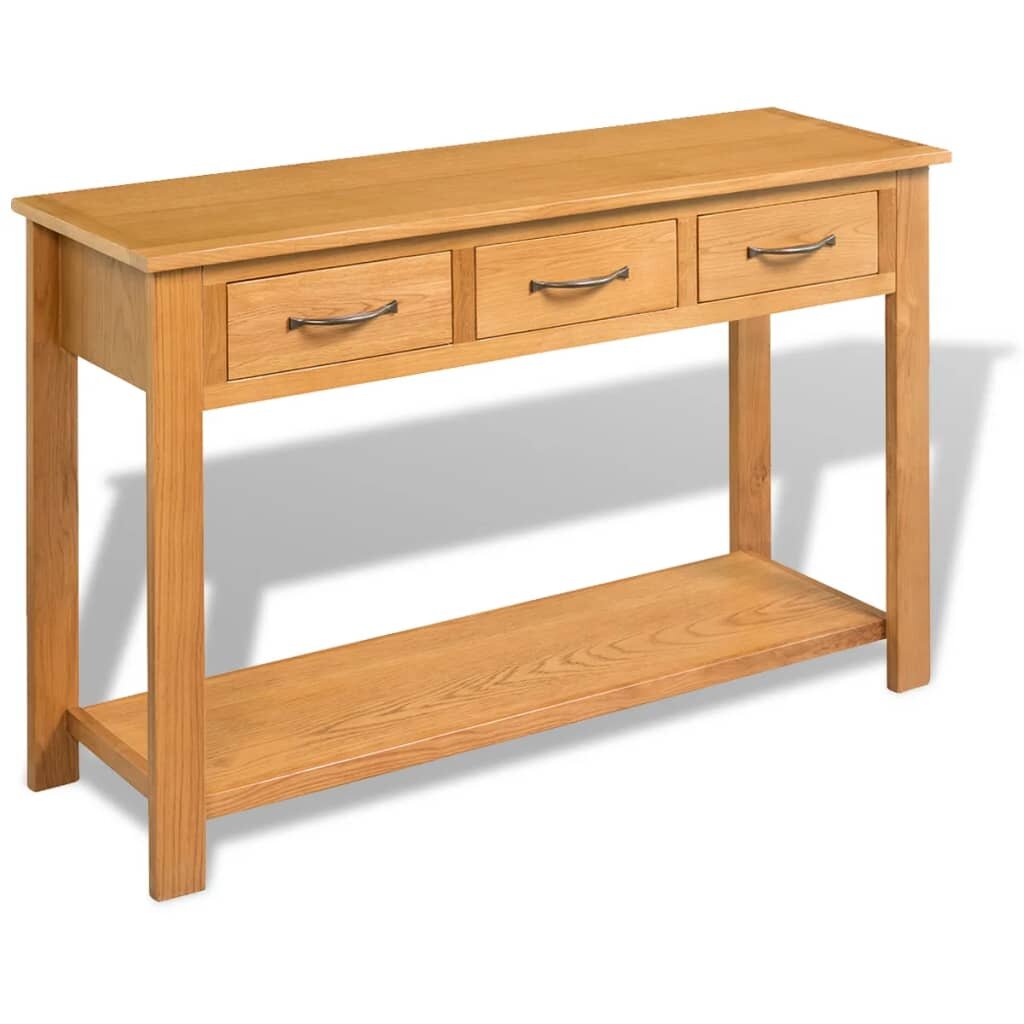 Large Console Table Solid Oak Wood 46.5