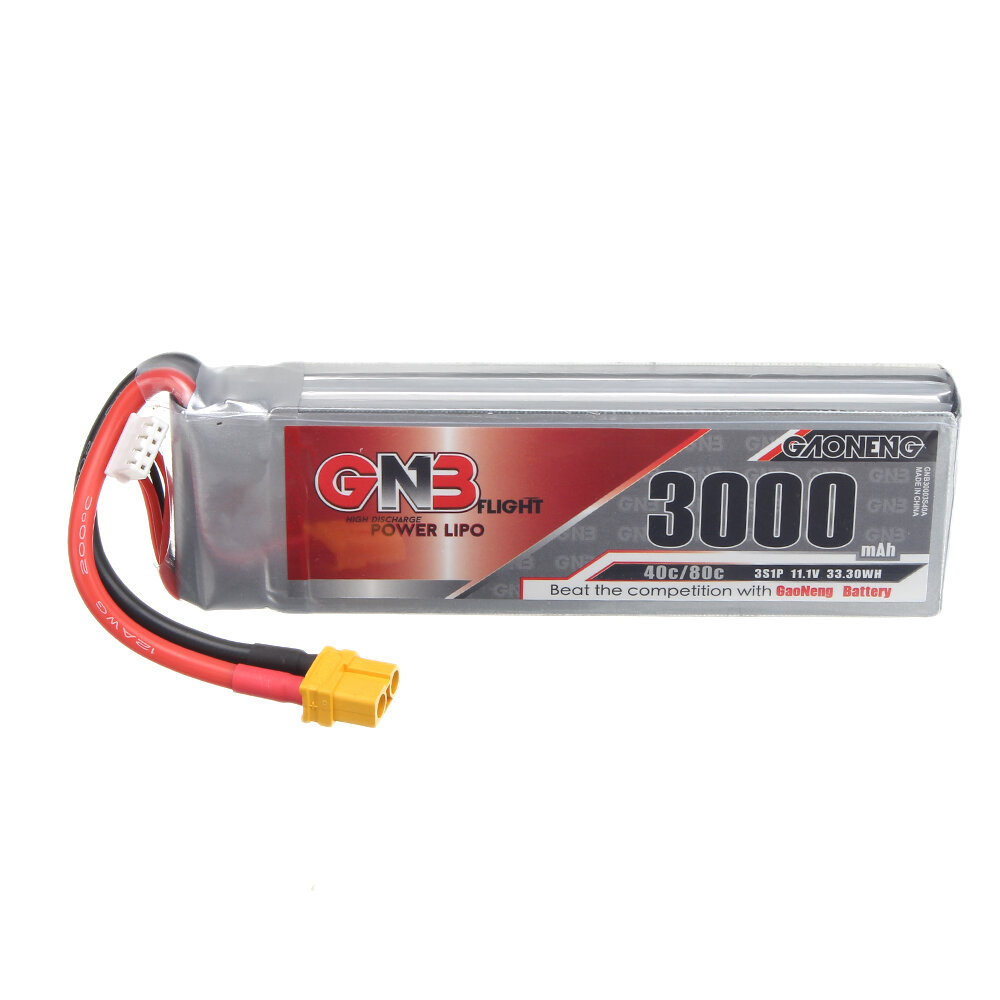 Gaoneng GNB 11.1V 3000mAh 40C 3S LiPo Battery XT60/XT90/T Plug for FPV Racing Drone