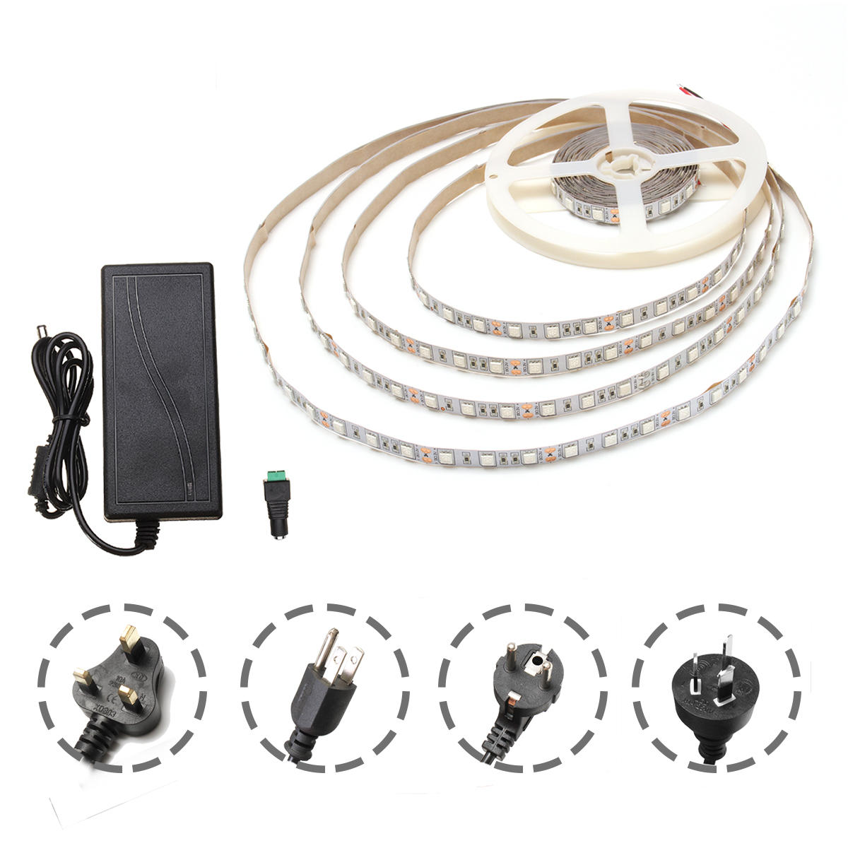 DC12V 5M Red:Blue 5:1 Non-waterproof SMD5050 Full SpectrumLED Strip Grow Light + Power Supply