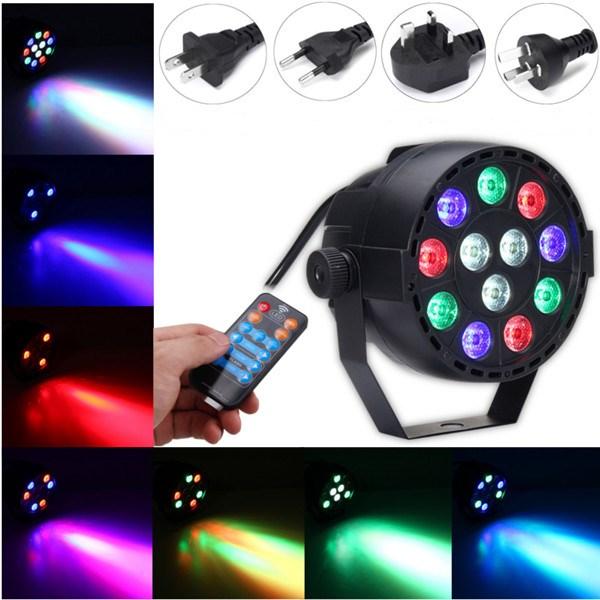12W RGB-kristal LED-bal Stadium Light Voice Mode Afstandsbediening Licht voor DJ Disco Halloween Par