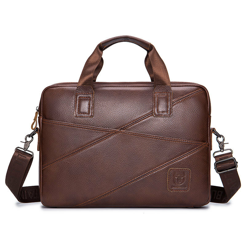 

BULLCAPTAIN GWB0403 First Layer Cowhide Men's Business Briefcase Leather Large-Capacity Shoulder Messenger Bag Casual La