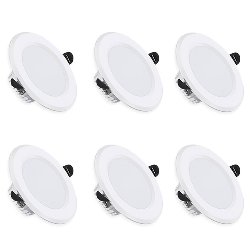 AMBOTHER 6Pcs LED Recessed Spotlight Flat 3000K Warm White 600LM Ceiling Light Bathroom Hallway
