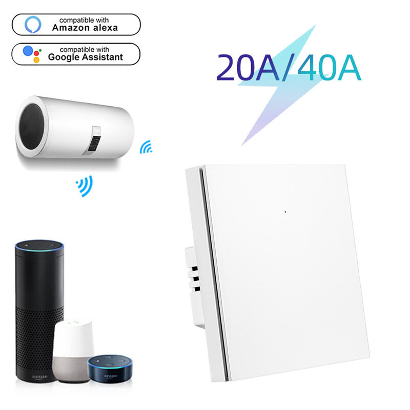 

20A/40A 1-Gang WiFi Smart Water Heater Switch APP Remote Control Timing Function Work with Alexa Google Home