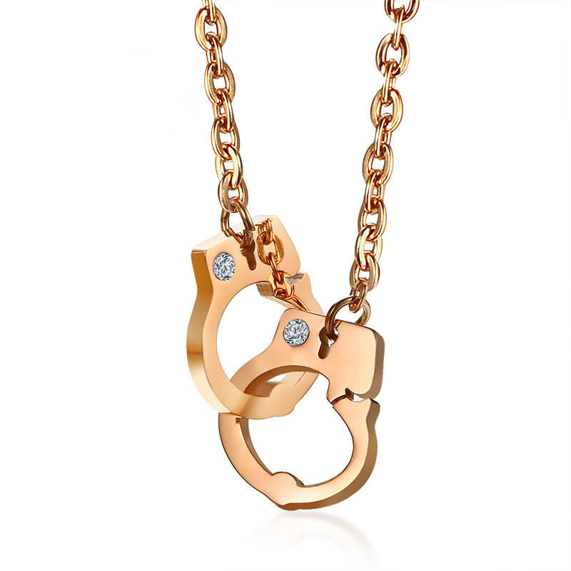 

Титановая сталь Rhinestone Розовое золото наручники Кулон Ожерелье для Женское