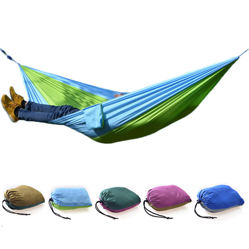 Outdoor Camping Hangmat Parachutestof Lichtgewicht Nylon Draagbare hangmat voor 1-2 personen 260 x 140 cm