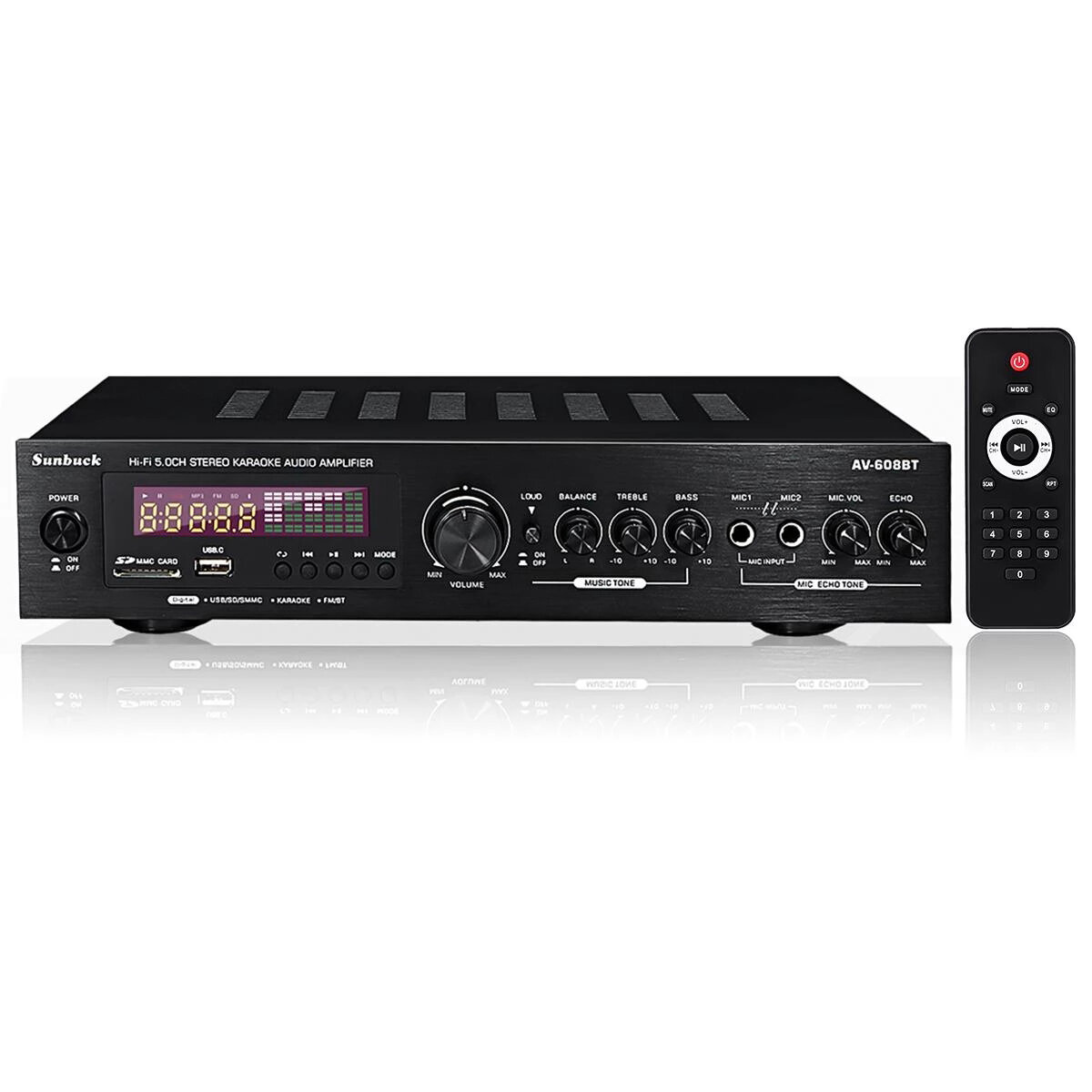 Sunbuck AV-608BT 2x200W 5.1-kanaals bluetooth 5.0 Thuisbioscoopversterker Stereo Karaoke Audioverste