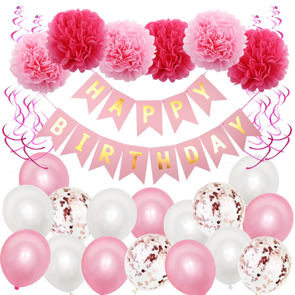 

Happy Birthday Party Decoration Banner Bunting Balloons Background