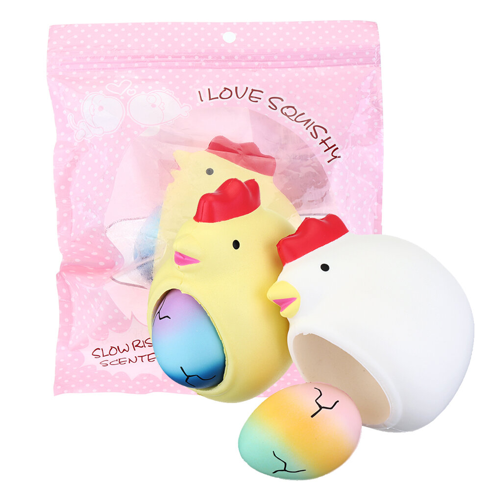 

2 в 1 Squishy Chick Lay яйца 12 * 10 * 7 см Забавный медленный рост игрушка с оригинальной упаковке