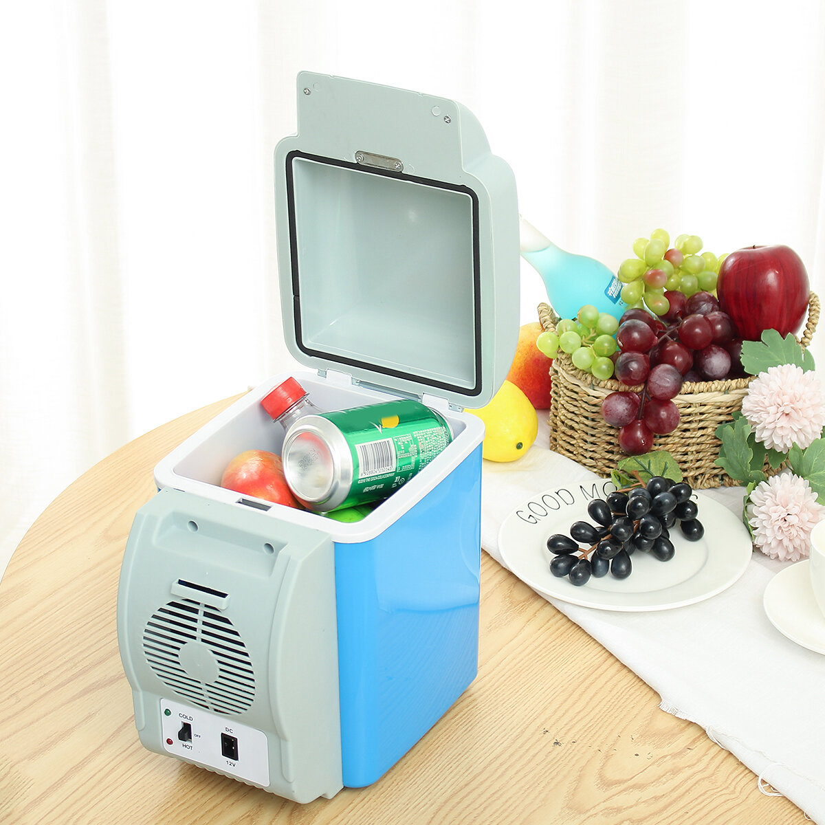 12V 7.5L Portable Vehicle Refrigerator Dual-use Heating & Cooling Freezer For Outdoor Camping Travelling