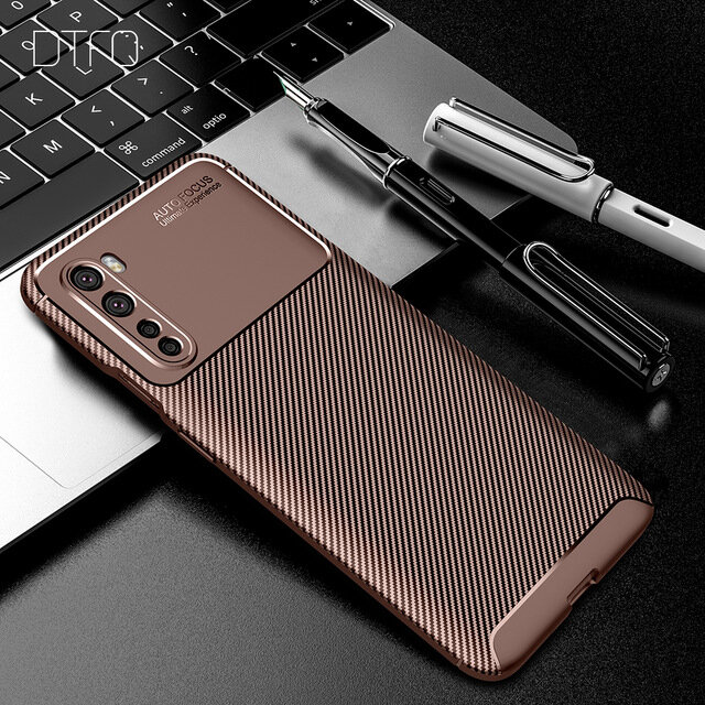 Bakeey for OnePlus Nord Case Luxury Carbon Fiber Pattern with Lens Protector Shockproof Silicone Pro