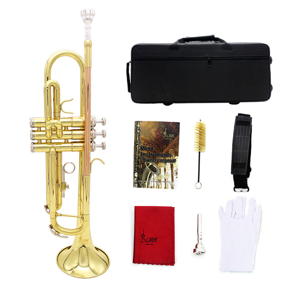 SLADE Brass B Flat Phosphor Bronze Diaphonic Tube Trumpet Musical Instrument