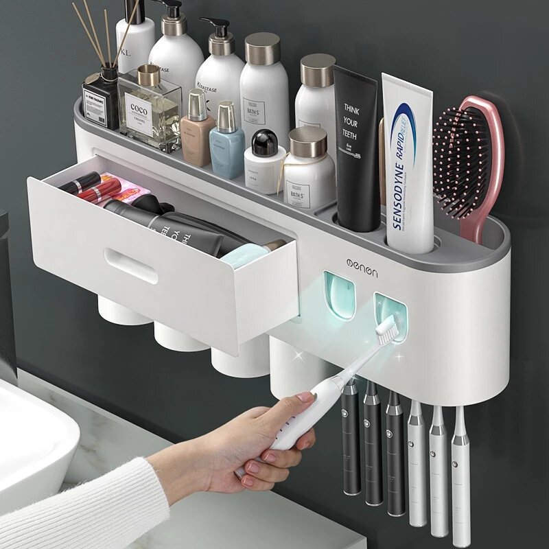 Magnetische Adsorptie Omgekeerde Tandenborstelhouder Automatische Tandpasta Dispenser Houder Wall Mo
