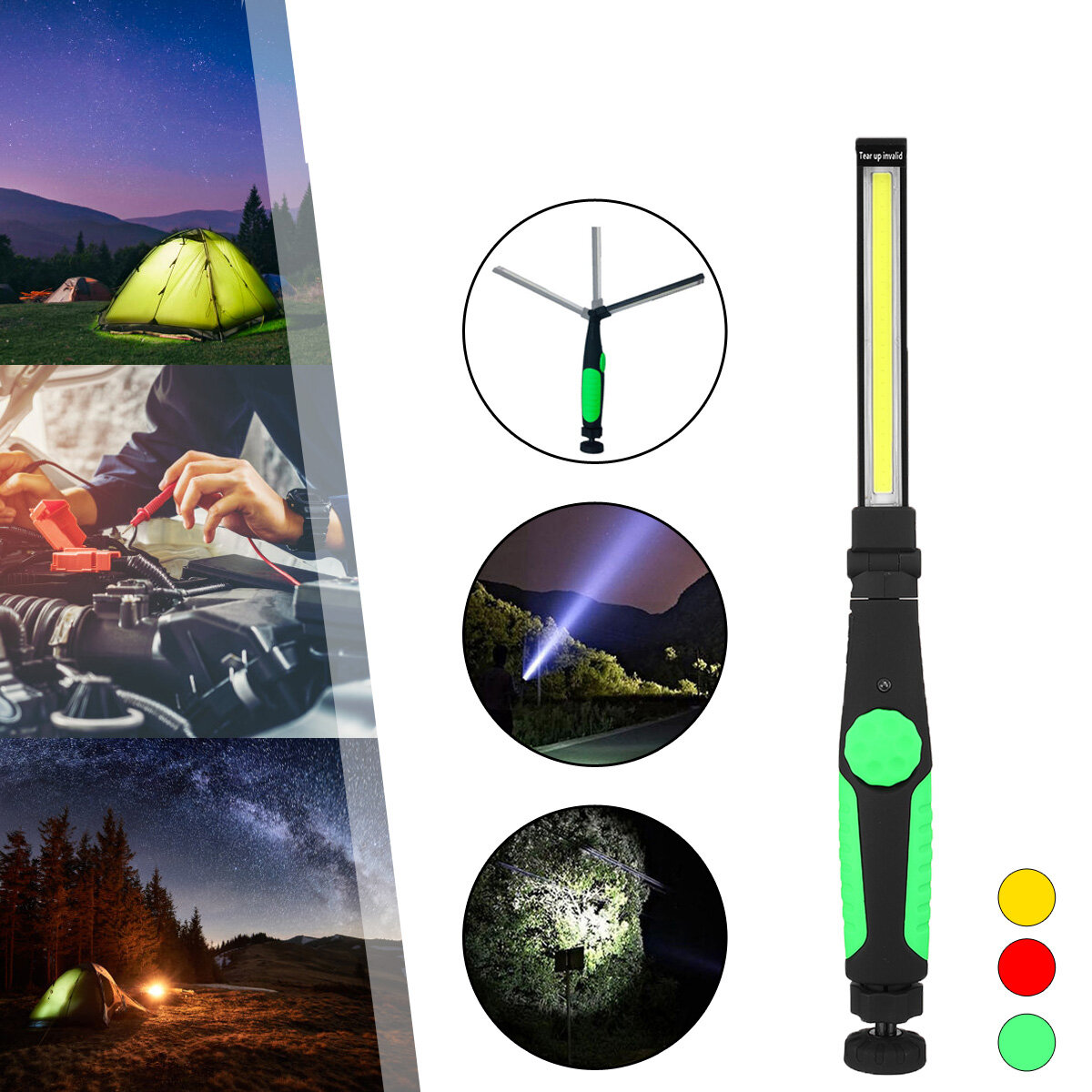 410 Lumens Multifunction COB LED Flashlight Folding Magnetic Attraction USB Rechargeable Working Lig