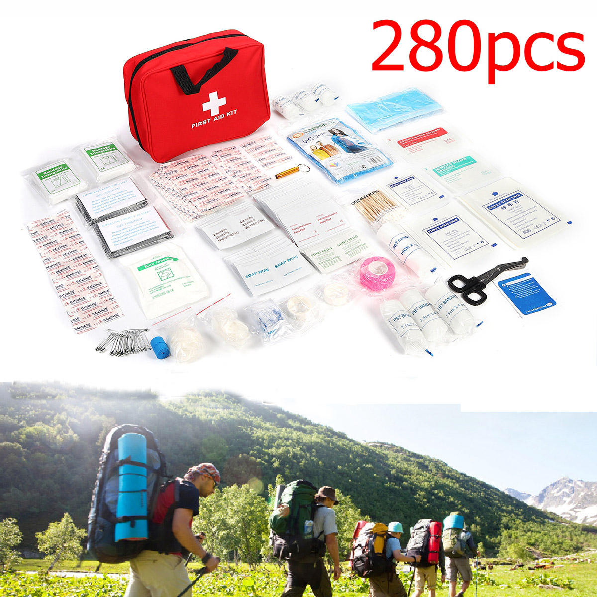 280PCS 34Types Emergency First Aid Kit Outdoor Survival Hiking Climbing Camping Rescue Kits