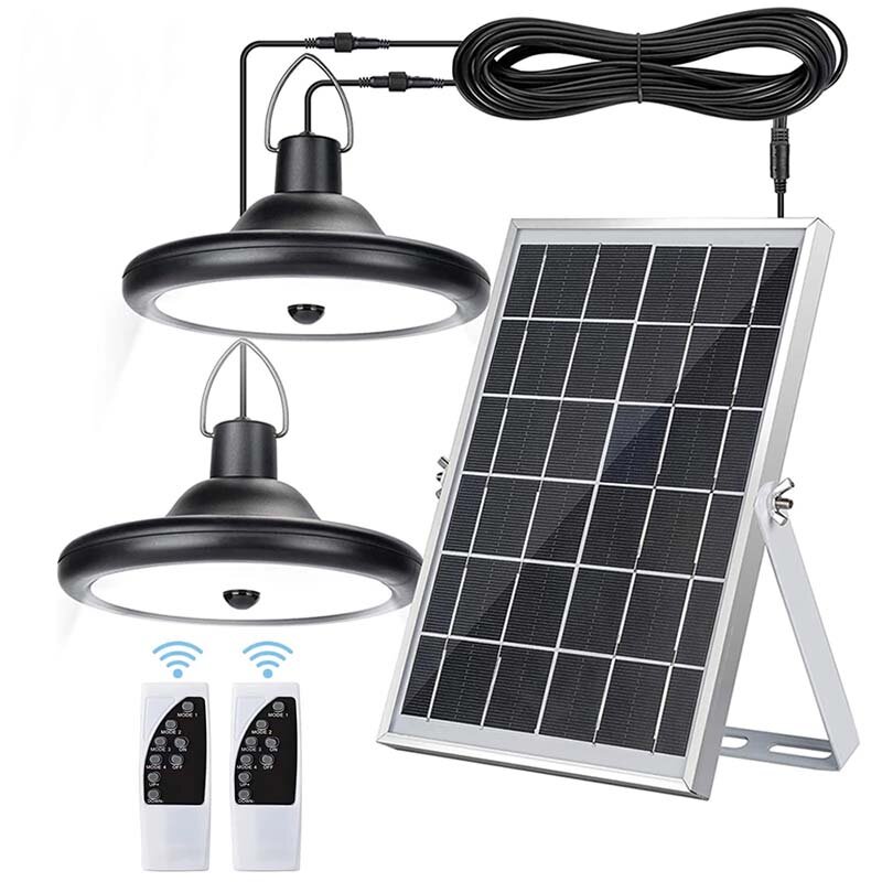 Double Head Solar Pendant Light Waterproof High Capacity Outdoor Indoor Solar Lamp Suitable For Courtyards Garages Etc