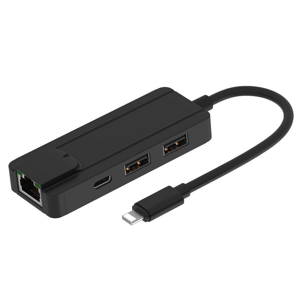 

Адаптер-концентратор для IOS Lightnning - RJ45 Конвертер Ethernet LAN Проводная сеть для iPhone / iPad с зарядкой PD и 2