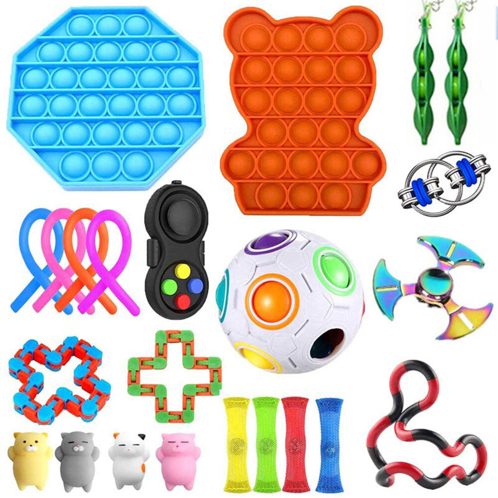 

23/24pcs Fidget Toys Sensory Set Anti Stress Fidget Bubble Dice Magic Cube Top Decompression Artifact Hand Puzzle Toys F