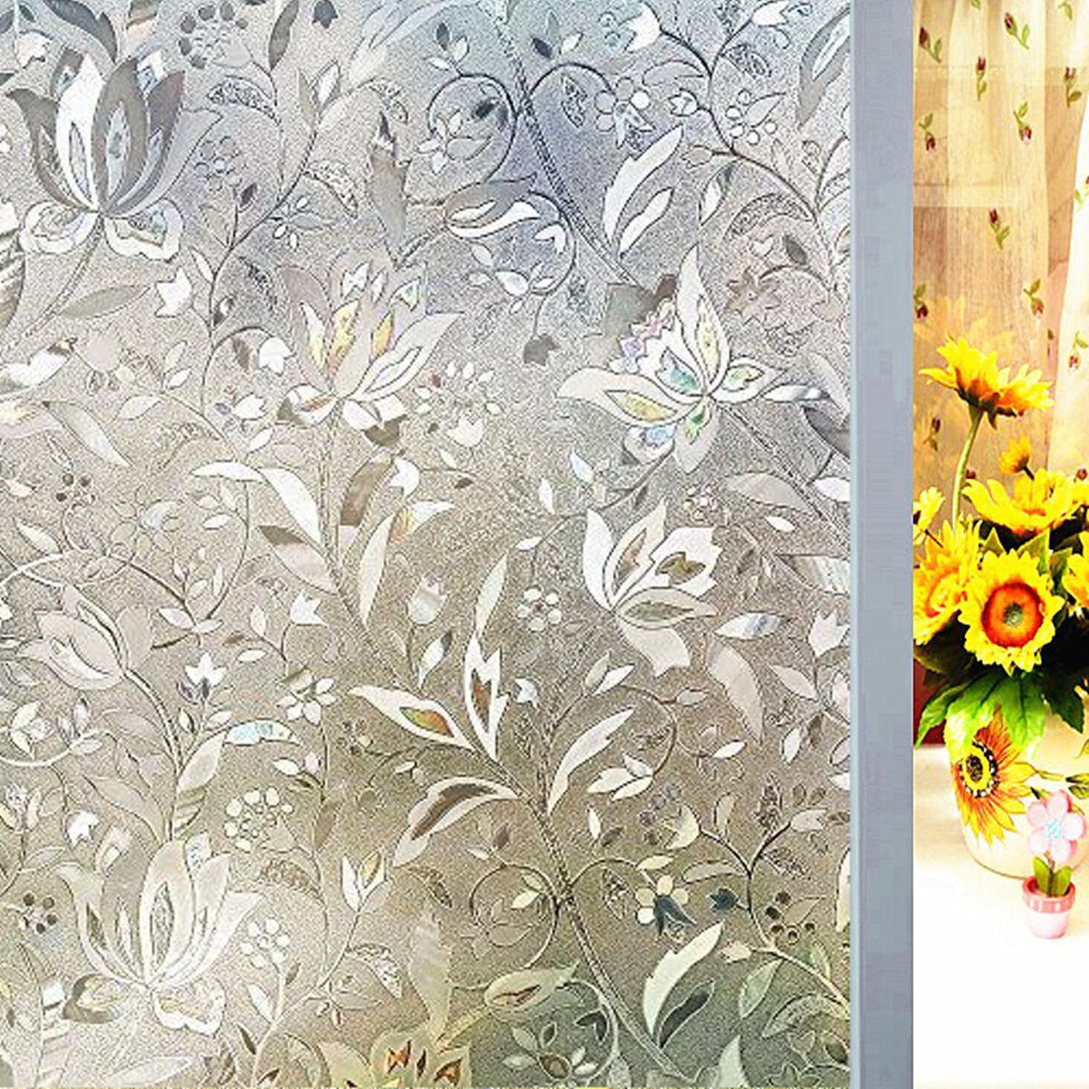 

45 см * 2 м статическая бесклеящая многоразовая съемная цветочная оконная стеклянная пленка украшение дома