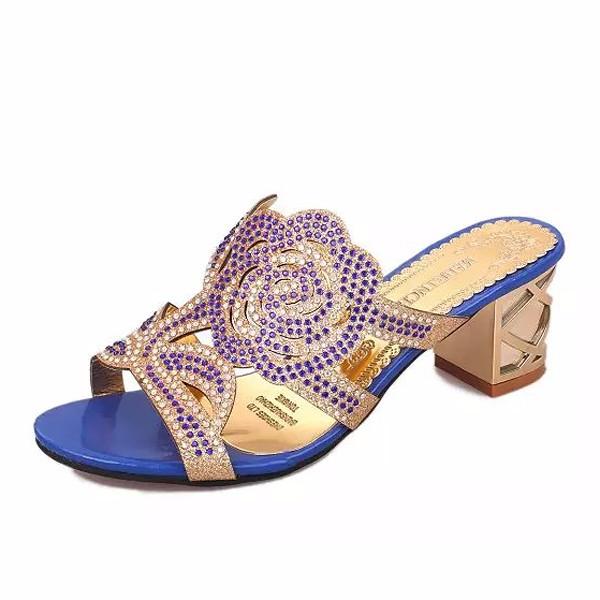 50% OFF on Summer Breathable Beach Sandals Rhinestone Chic Shoes Slip On Platform Sandals