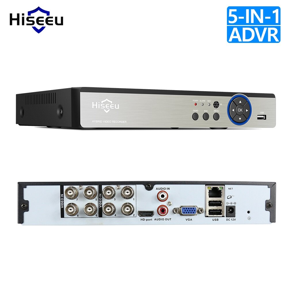 

Hiseeu 8CH 960P 1080P 5 in 1 DVR Video Recorder for AHD Camera Analog Camera IP Camera P2P Cctv System DVR H.264 VGA HDM
