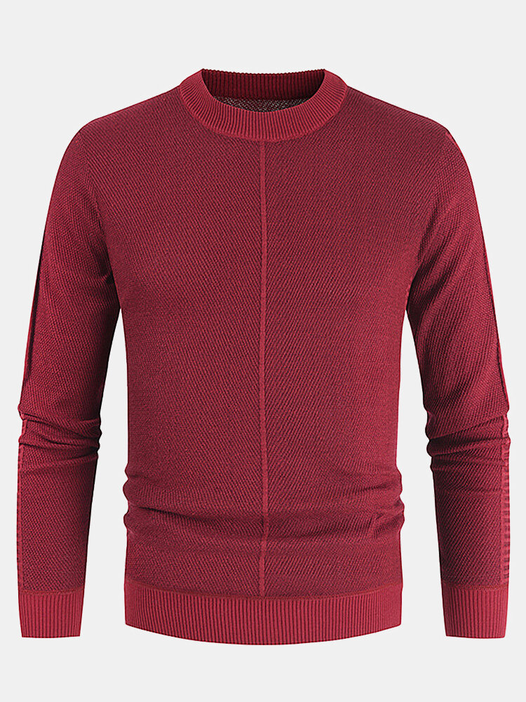 Heren basic effen kleur ronde hals winter casual gebreide pullover trui