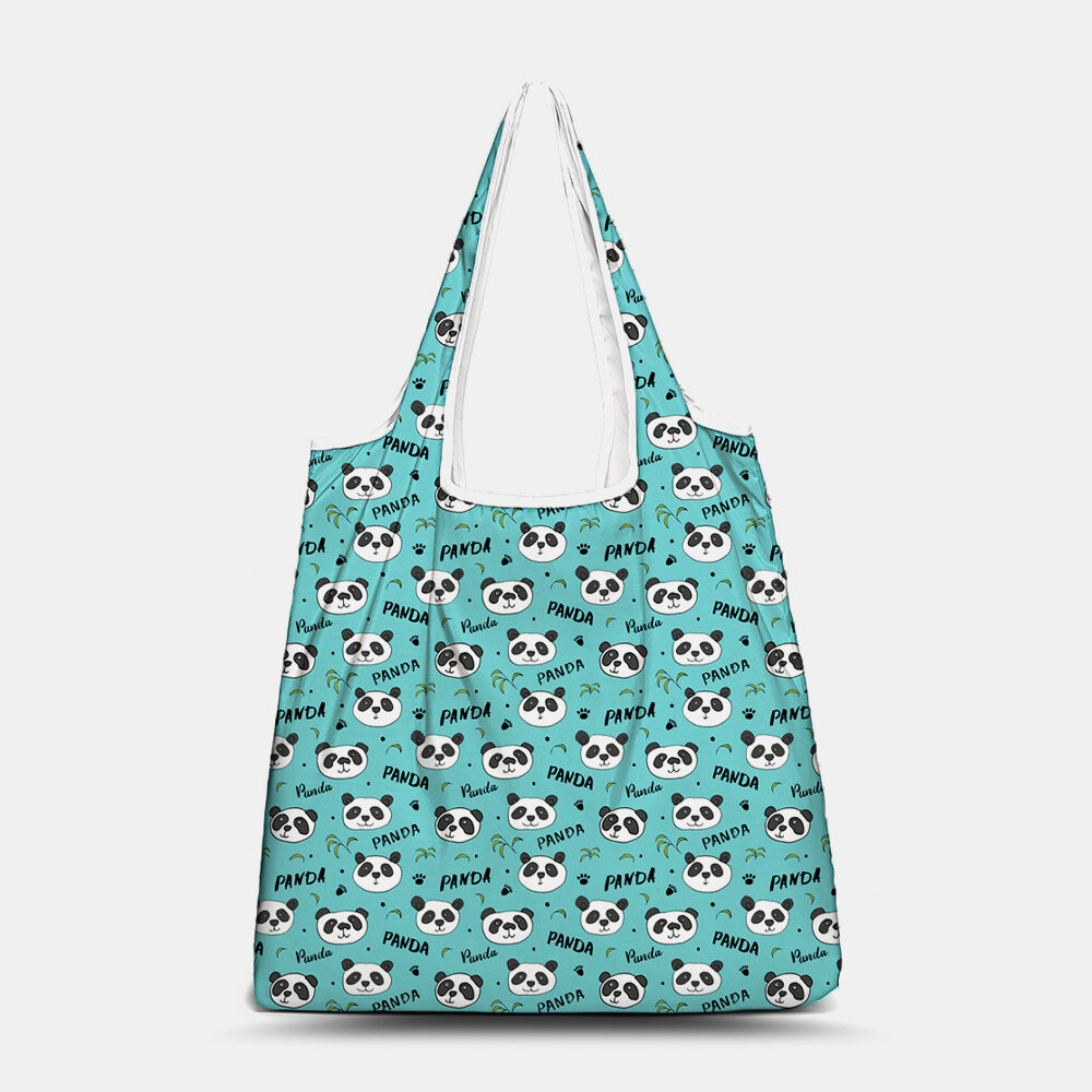 Winter 2022 Cute Panda Printing Handbag Nylon Large Capacity Waterproof Shoulder Bag Shopping Bag