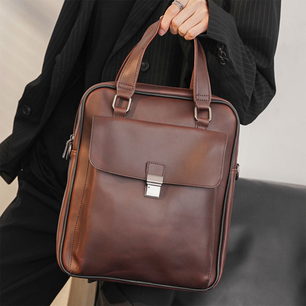 

Men Multi-pocket Anti-theft Briefcase Handbag Retro 6.3 Inch Phone Bag Teacher Bag Work Bag