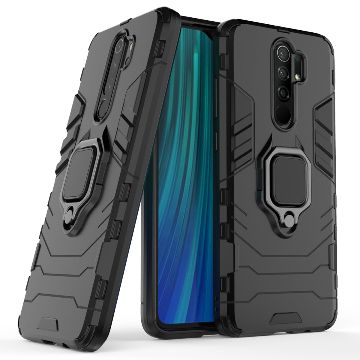 

Bakeey Armor Shockproof Magnetic with 360 Rotation Finger Ring Holder Stand PC Protective Case for Xiaomi Redmi 9 Non-or