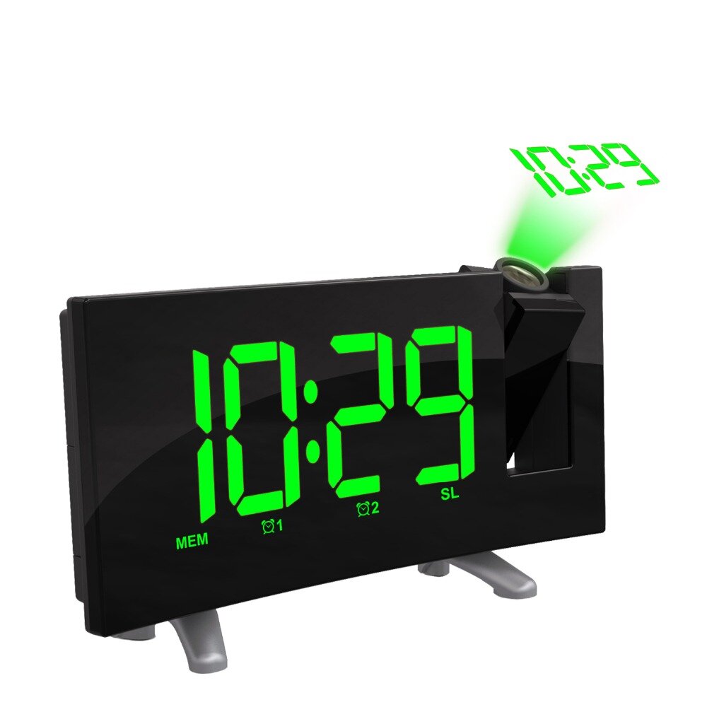

Чувствительный LED Цифровой проекционный Часы FM Радио Двойной будильник Часы с USB зарядкой Настольный электронный LED
