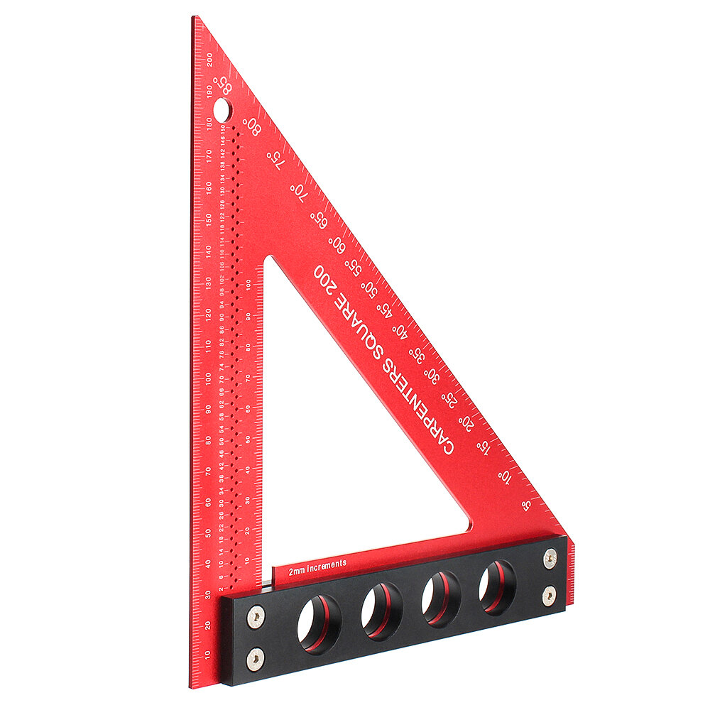VEIKO 200mm Aluminum Alloy Carpenter Square Triangle Ruler Woodworking Precision Hole Positioning Sq