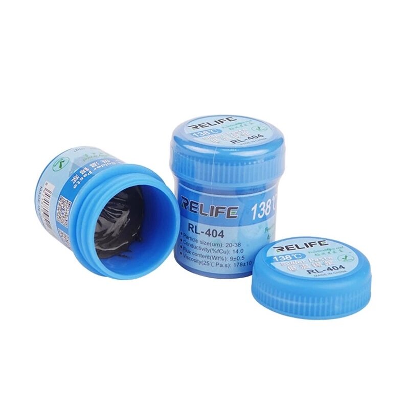 RELIFE RL-404 Lead-free Solder Paste Low Temperature Melting Point 138 Degrees Tin Paste Phone PCB BGA/SMD Template Repa