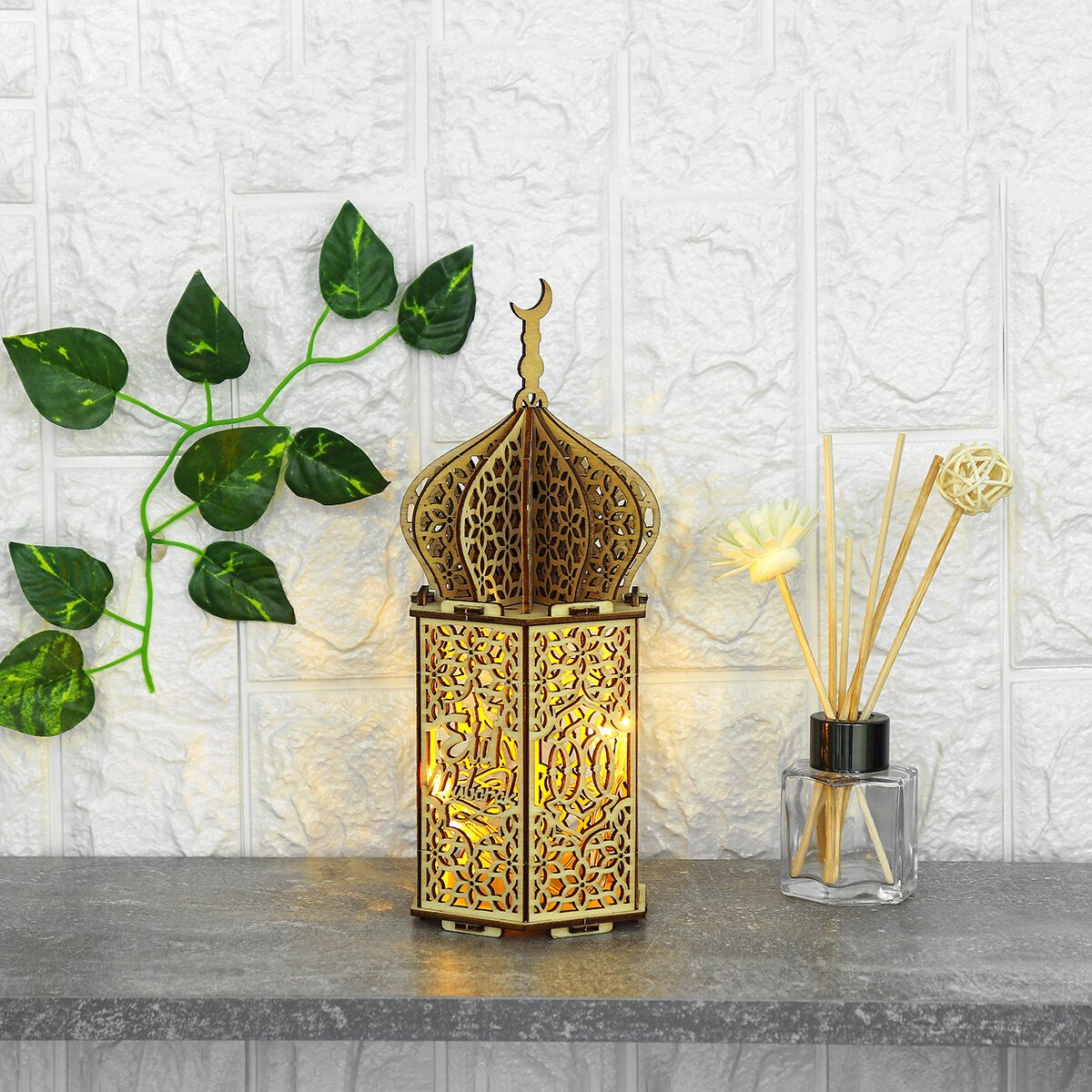 DIY LED-nachtlampje Lantaarnlamp Islam Batterij-aangedreven hangende decoratie Eid Mubarak Ramadan