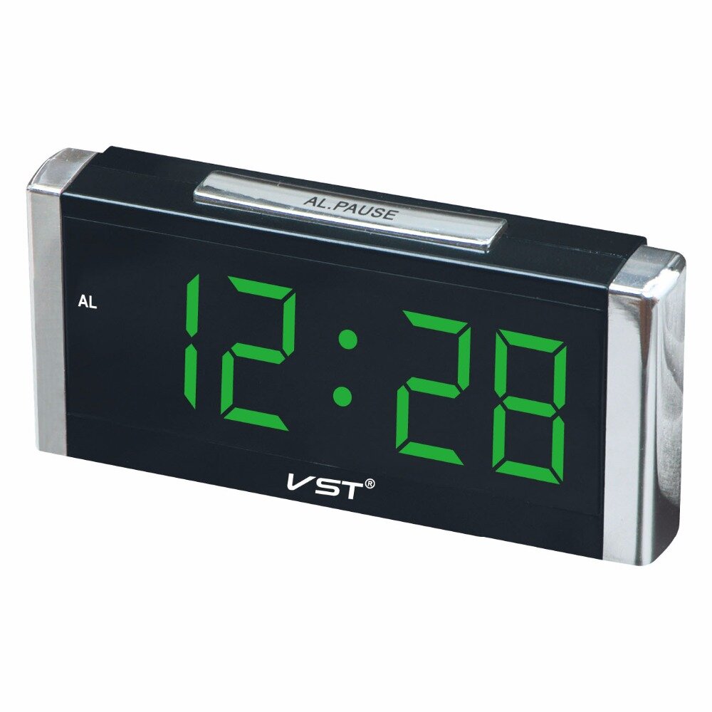 VST Rectangular Cube Digital Alarm Clock With EU Plug Large Digital LED Display Desktop Clock Home Luminous Table Clock