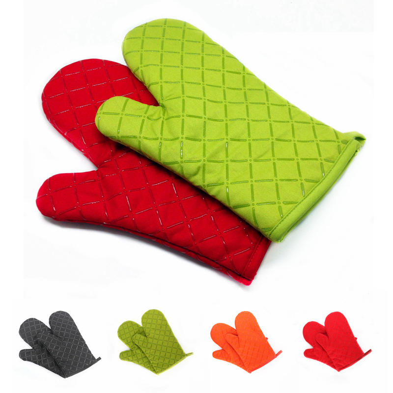 

KC-PG02 1Pcs Silicone Coating Oven Mitts Microwave Oven BBQ Heat Resistant Pot Holder Gloves