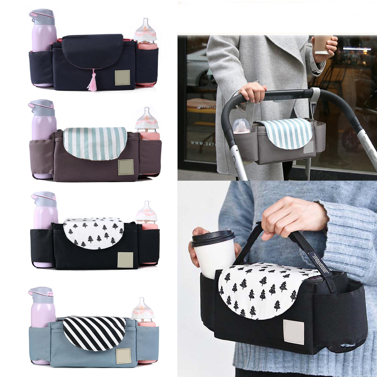 Υπαίθρια ταξίδια Baby Strollers Storage Bag Organizer Pram Buggy Pushchair Cup Diaper Hanging Pouch