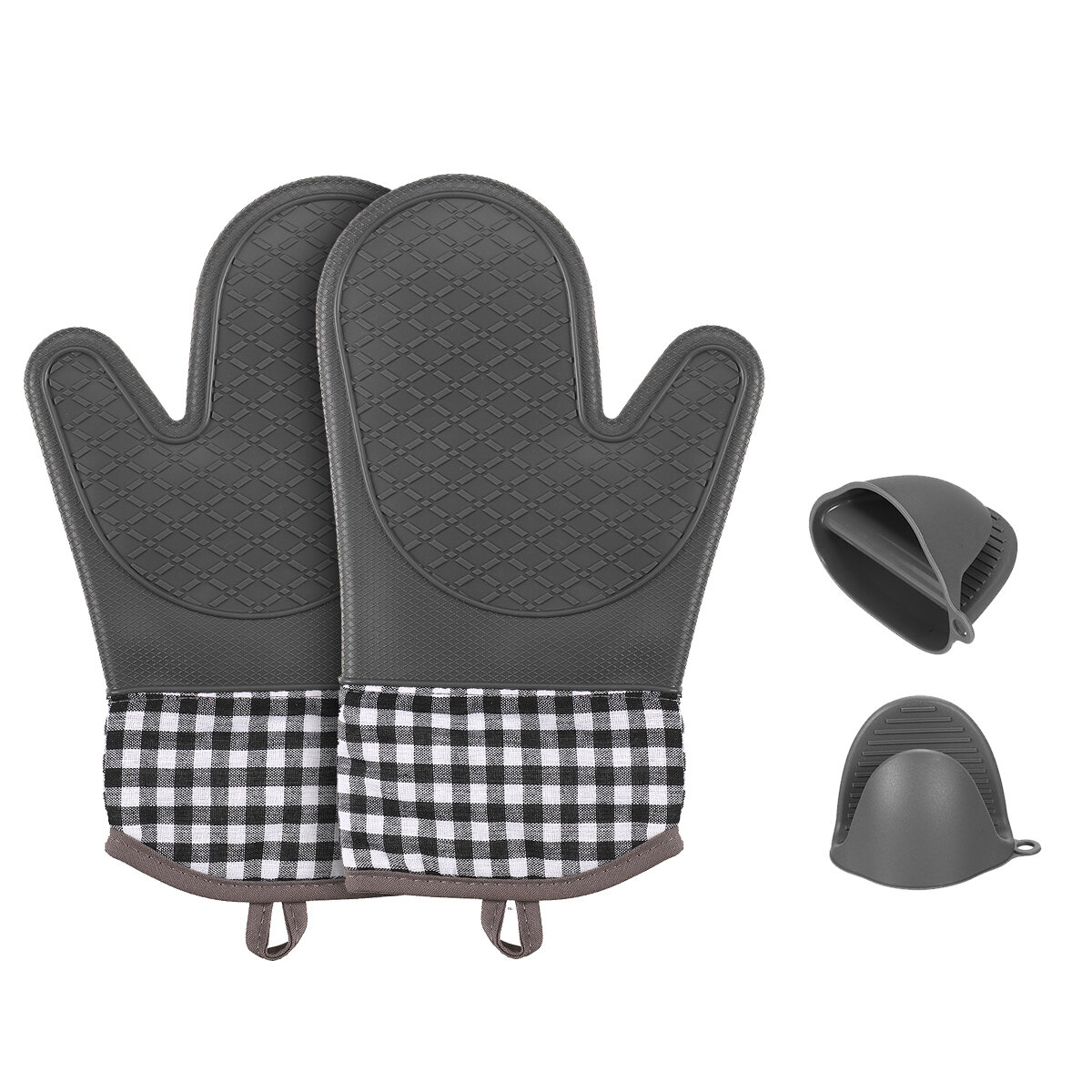Ensemble de 4 gants de cuisine en silicone pour l'isolation thermique du four, le camping, le pique-nique et le barbecue