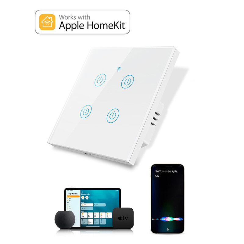 

Homekit Smart WiFi Touch Panel Switch APP Remote Operation Timer Setting LED Sensor Light Voice Control with Alexa Googl