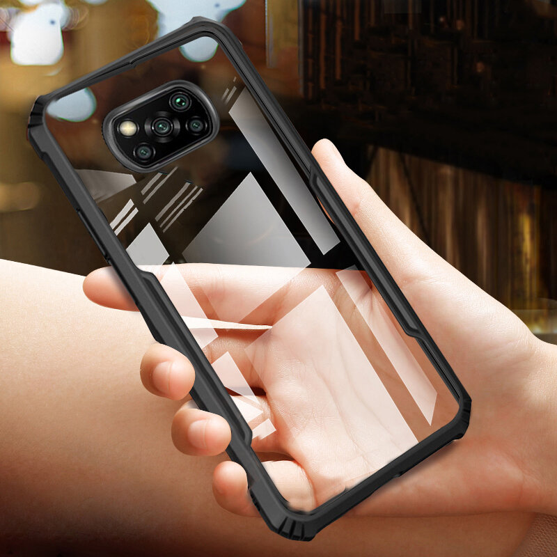 Bakeey for POCO X3 NFC Case with Bumpers Shockproof Anti-Fingerprint Transparent Acrylic Protective 