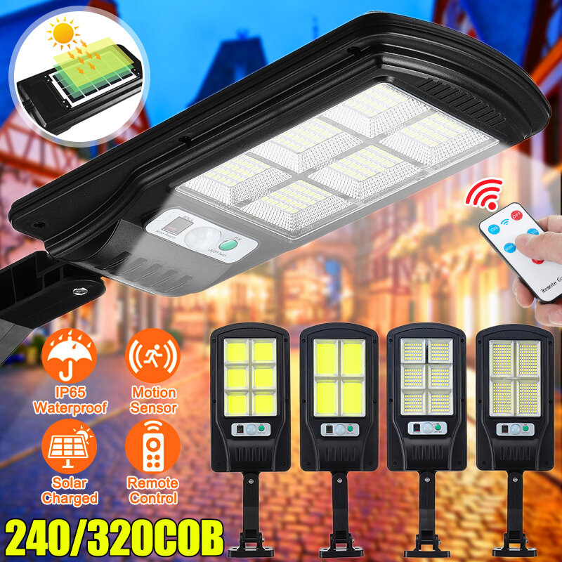 150W LED Solar Street Light Outdoor Lamp PIR Motion Sensor Wall Light+Remote US