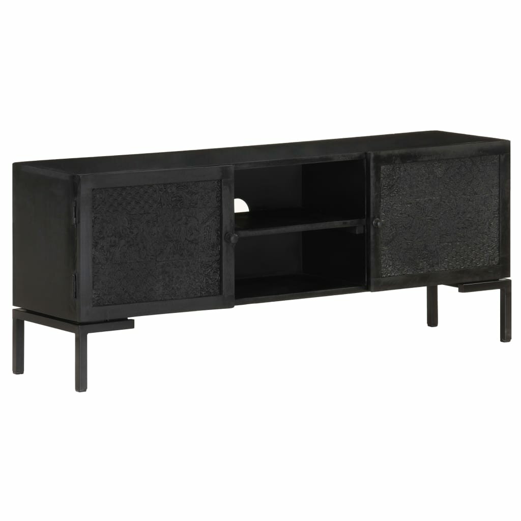 Tv-meubel zwart 45,3"x11,8"x18,1" massief mangohout