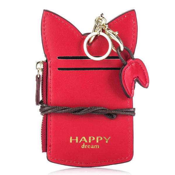 Women Cute Animal Shape Card Holder Wallet Purse Neck Wallet Lanyard Coin Bag