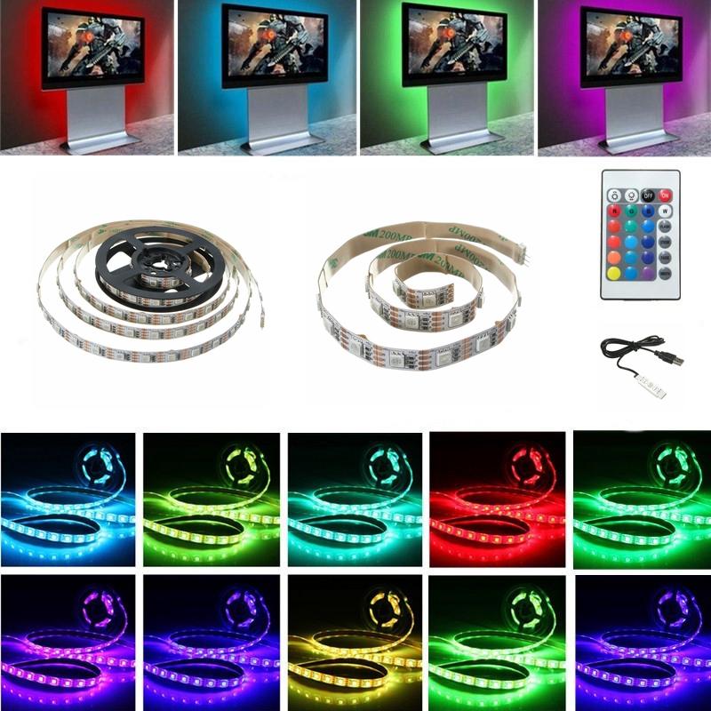 Image of USB DC5V SMD5050 RGB LED Weiband-TV-Hintergrundlicht mit Fernbedienung Nicht wasserdicht