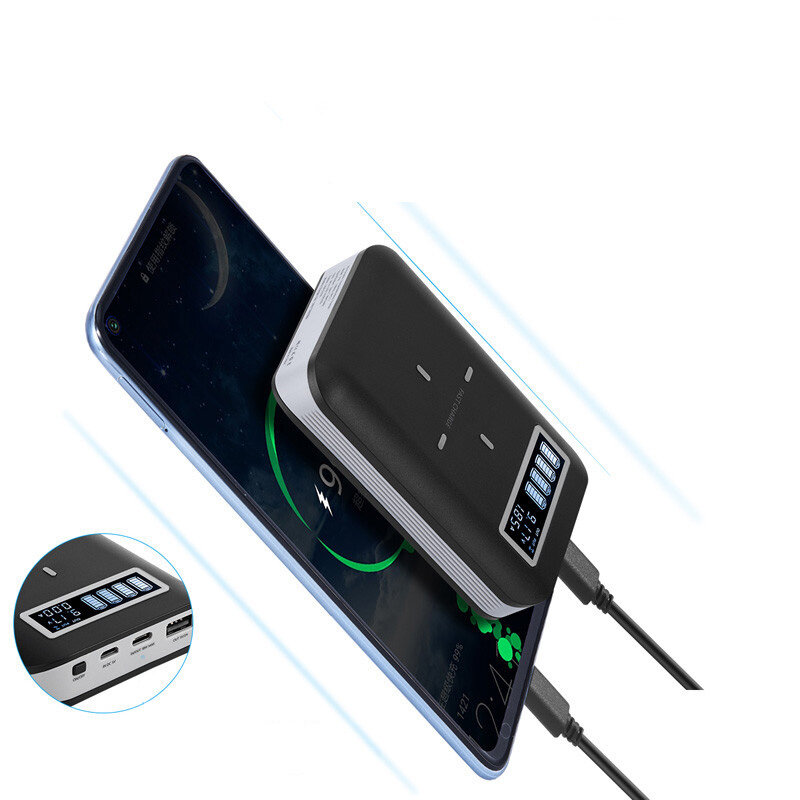 

2-в-1 DIY 18 Вт Type-C Быстрое зарядное устройство Чехол для телефона 4x18650 Батарея + Мобильный повер банк 3.0 Цифрово