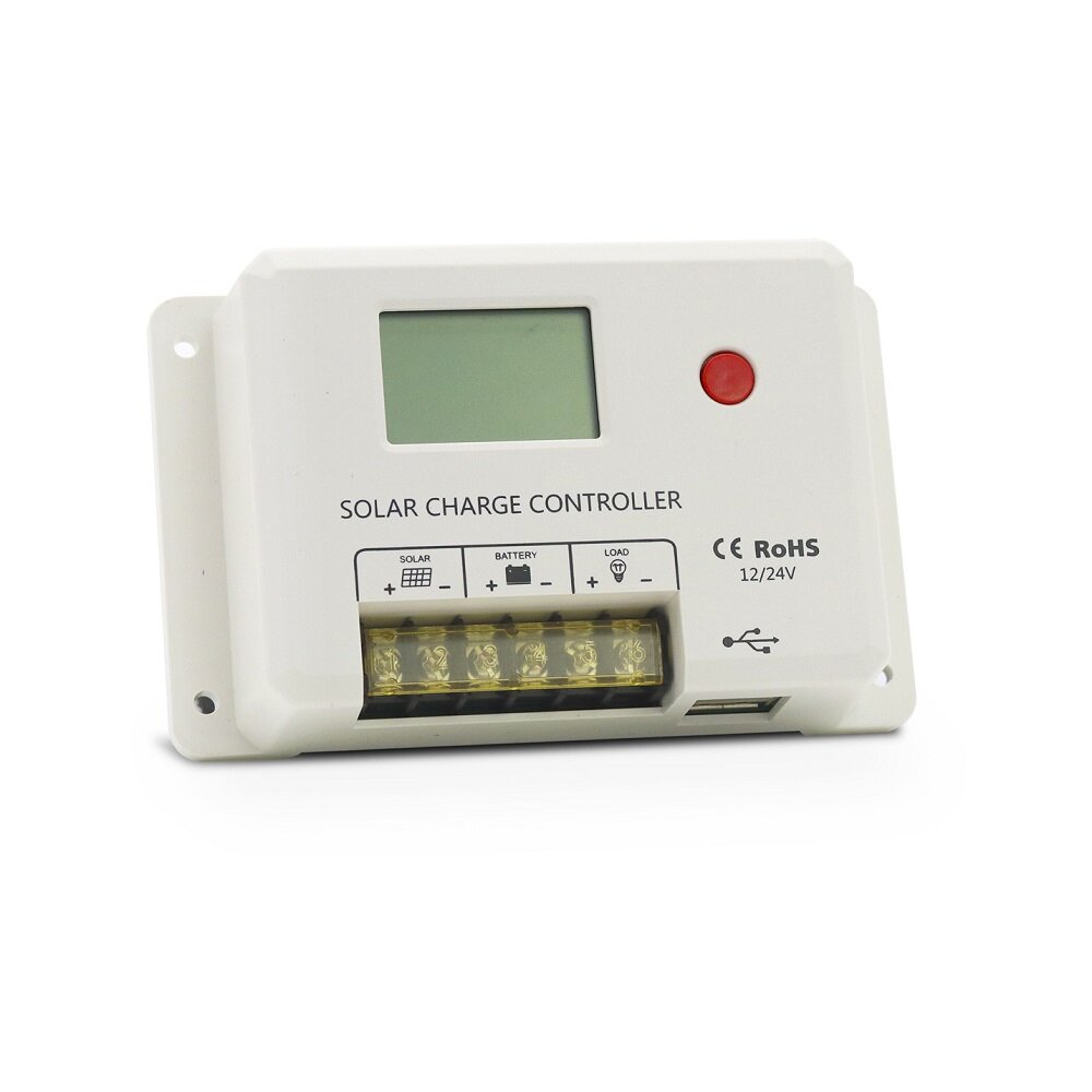 

SRNE HM-CU10A-B 12V 24V 10A PWM Solar Charge Controller with LCD Display Dual USB 5V/2A Port for Lead-Acid/ Lithium Batt