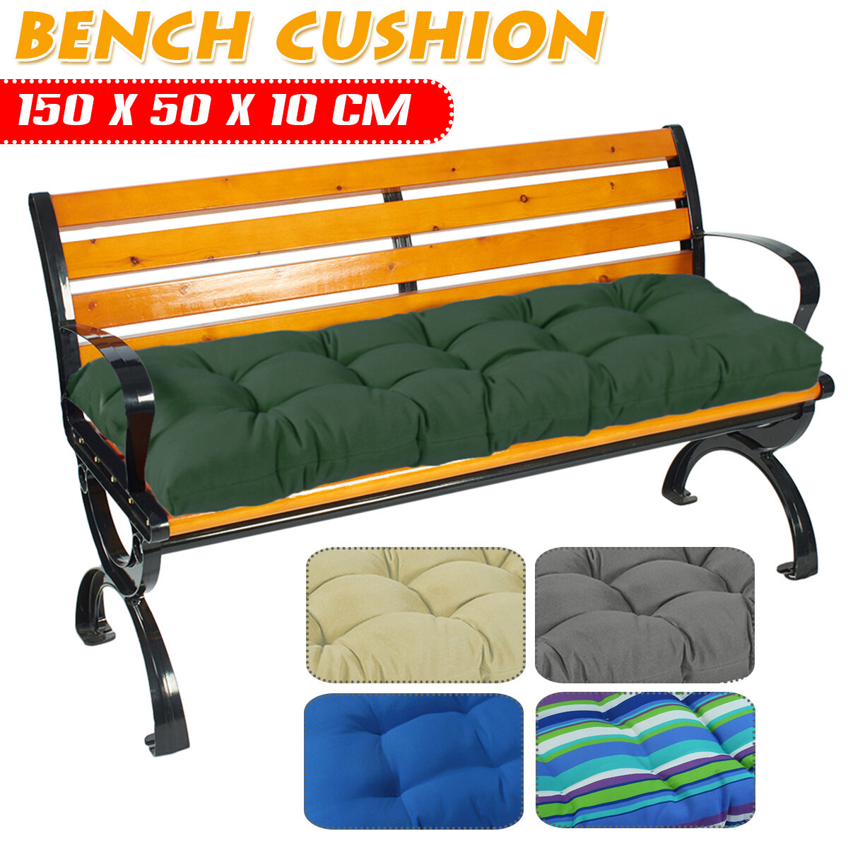 Garden Bench Patio SEAT PADS Chair Cushion Swing 3 Seater OUTDOOR 150x50x10CM