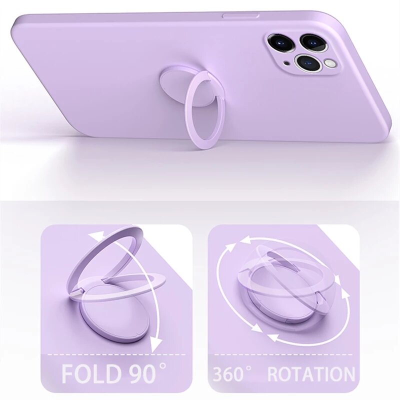 Bakeey for iPhone 12 Pro 6.1 inch Case with Lens Protector Ring Holder Dirtproof Anti-Fingerprint Sh