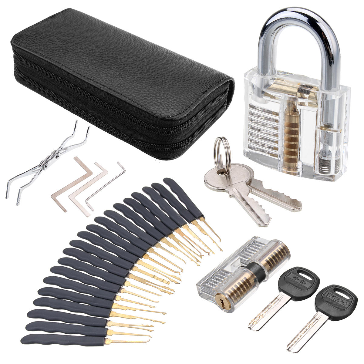 DANIU 24Pcs Lock Picks Training Tool Transparent Practice Padlock Set Locksmith Tool