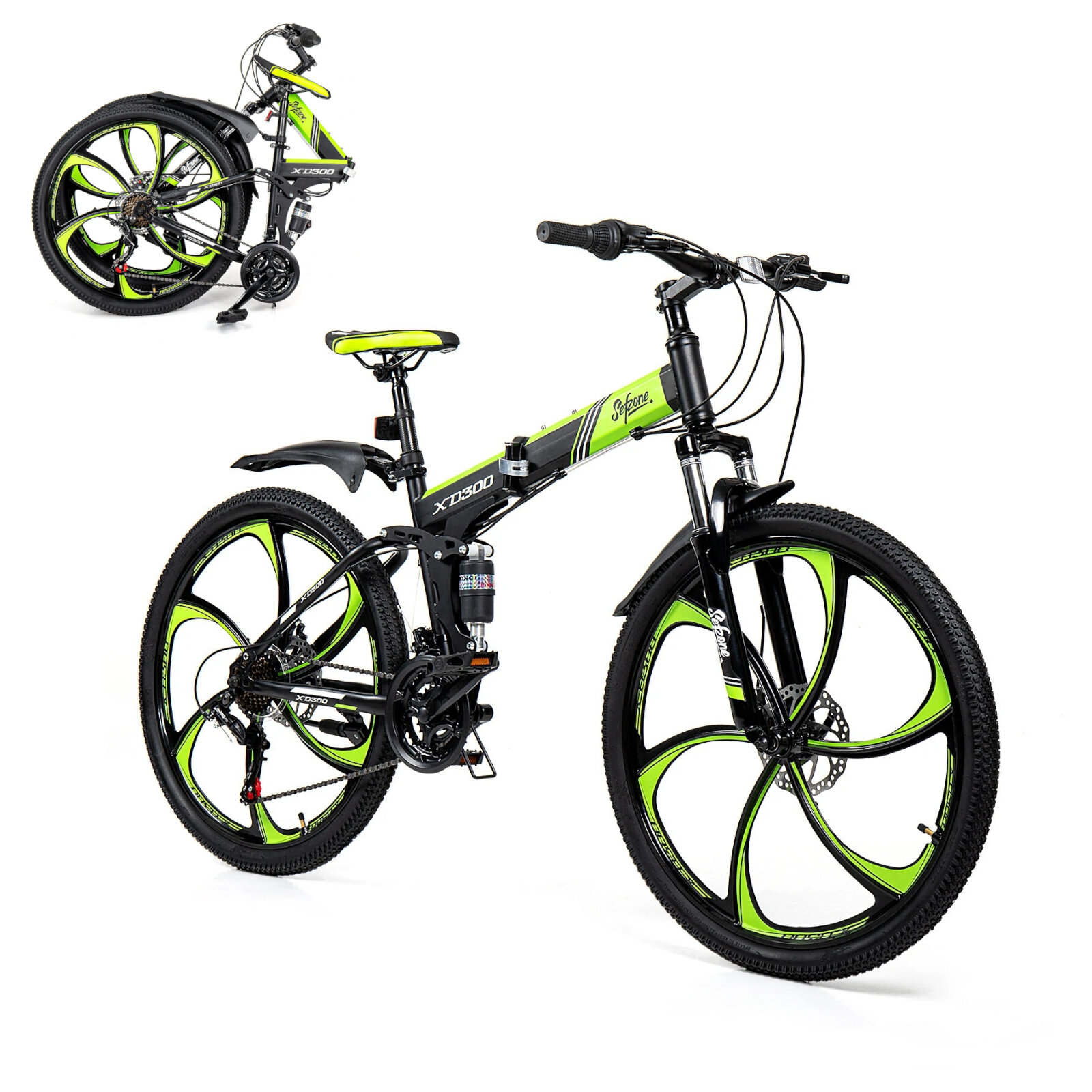 [EU/USA Direct] Sefzone XD300 26inch 21-Gear Foldabel Portable Mountain Bike Aluminum Alloy Dual Disc Brakes MTB Bicycle