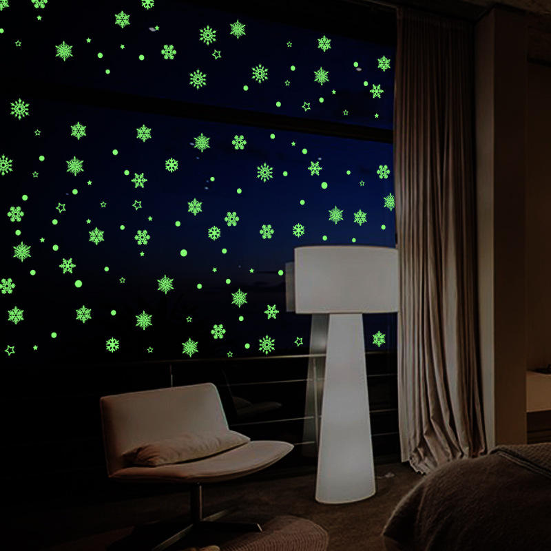 Creative Snow Fluorescent Luminous Paste Stickers Night Light Living Room Bedroom Decorative Wall St
