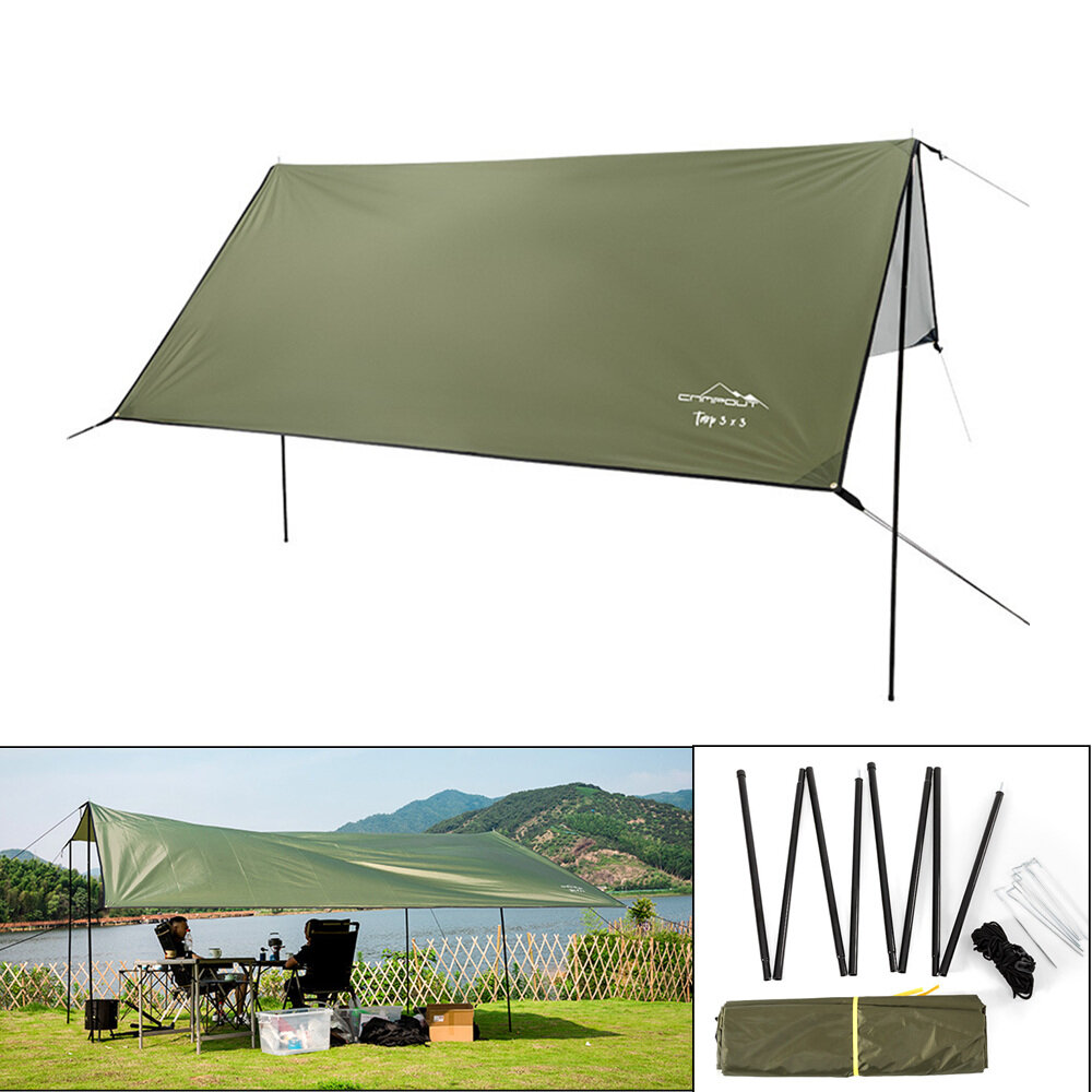 Namiot markizy CAMPOUT 3x3m wysłany wodoodporny parasol przeciwsłoneczny parasol przeciwsłoneczny odporny na promieniowanie UV baldachim na zewnątrz kempingowa podróż